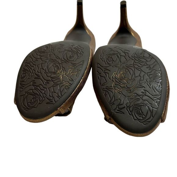 Nurture metallic bronze/ copper peep toe studded bow heels size 8 - Picture 10 of 16